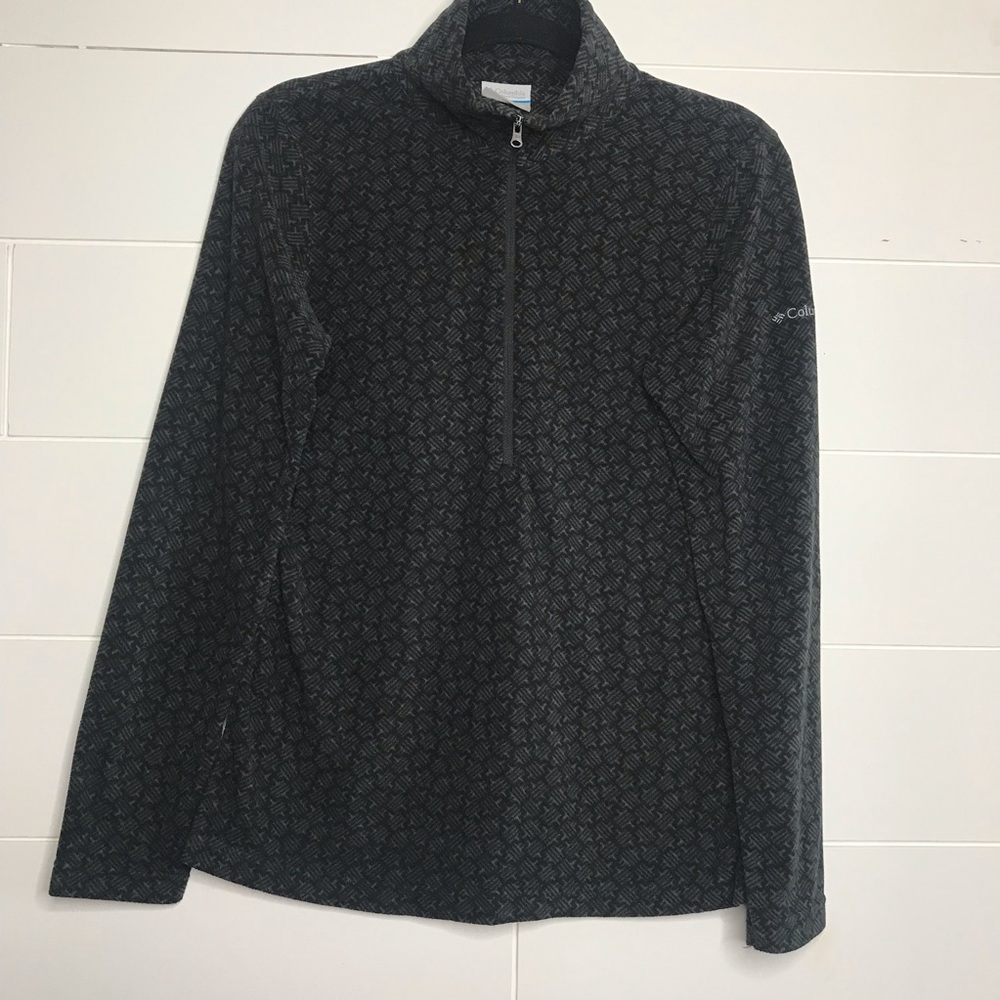 Columbia Fleece Half Zip Pattern Top Gray Black